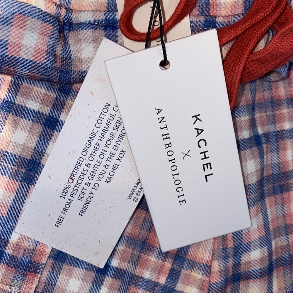 Anthropologie Kachel high waist blue white and pink plaid shorts size S NWT - Picture 11 of 15